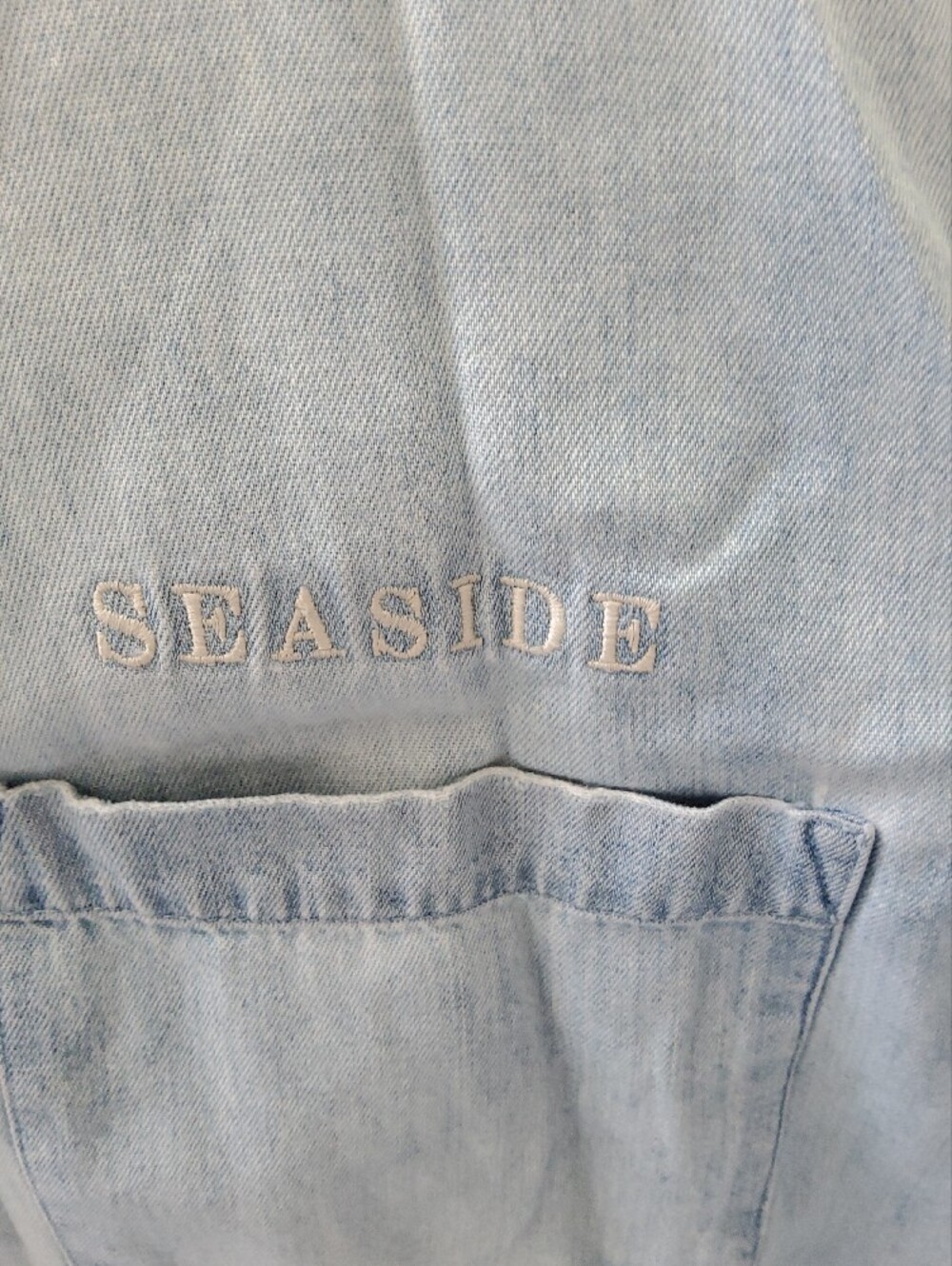 Casual Corner Light Blue Denim Button-Down Shirt with Chest Pocket